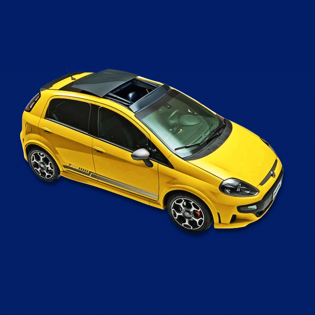 Fiat punto t-jet amarelo equipado com cambio dual logic usado para ilustrar a oficina mecânica 4sa reparação automotica que é especializada em cambios automatico.